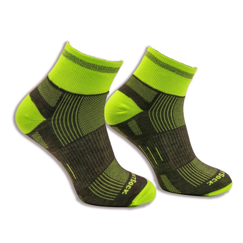 Wrightsock Eco Run Reflective Quarter Grey/YEL Unisex Socks XL AU 12+ Mens