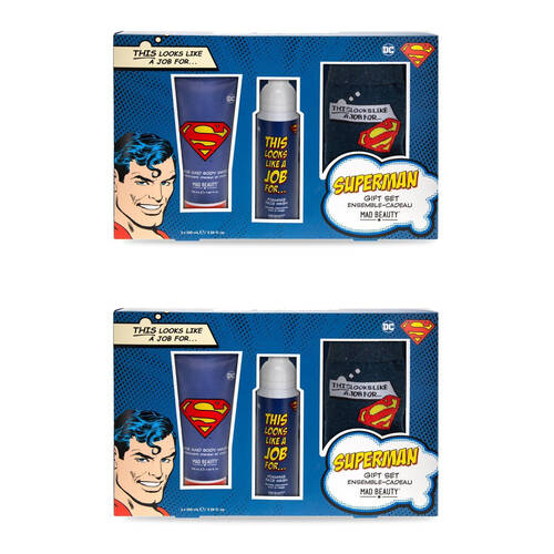 2PK Warner Bros Superman Body Care and Sock Set 200ml Cedarwood & Lime