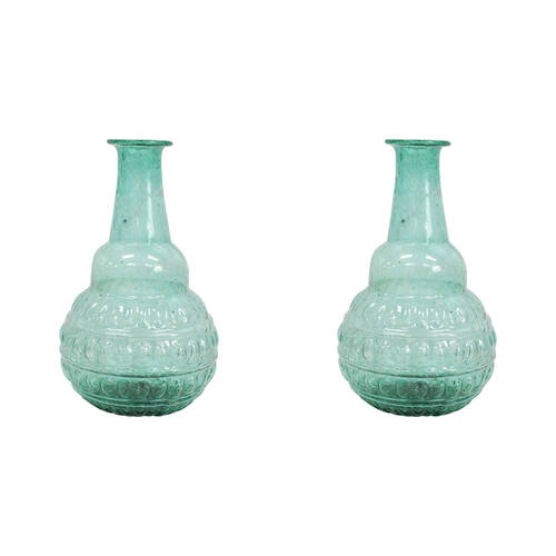 2PK LVD Bud Vase Bubble Glass Home/Lounge Decor Large Green Velvet