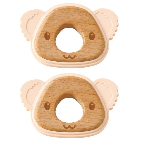 2PK Jiggle & Giggle Silicone Baby Teether Toy Riley Koala Peach