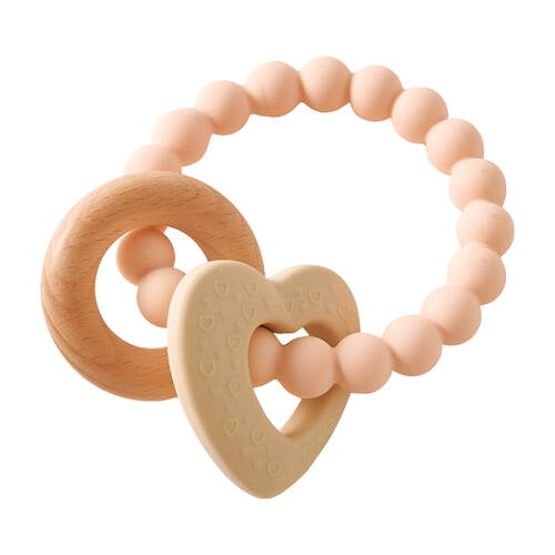 Jiggle & Giggle Silicone Wood Baby Teether Toy Wren Assorted