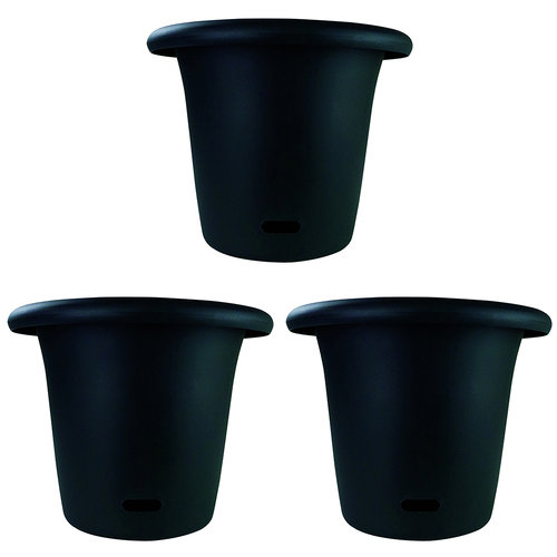 3PK Homeleisure WaterSaver Round Pot Planter 34cm Charc Home Garden 