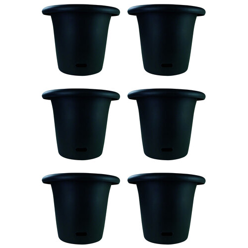6PK Homeleisure WaterSaver Round Pot Planter 34cm Charc Home Garden 