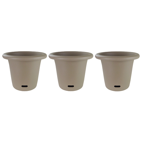 3PK Homeleisure WaterSaver Round Pot Planter 40cm Taupe Home Garden 