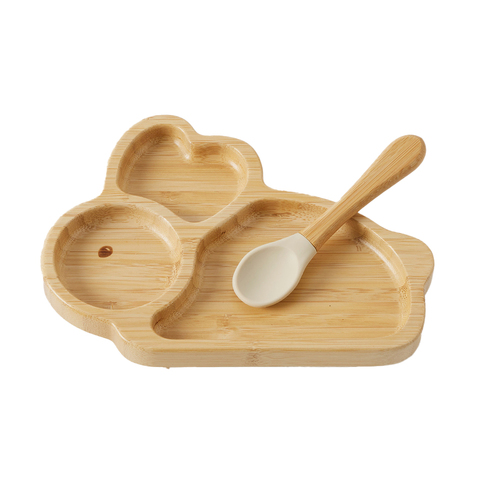 Nordic Kids Belle 22cm Divider Plate & Spoon Set - Almond