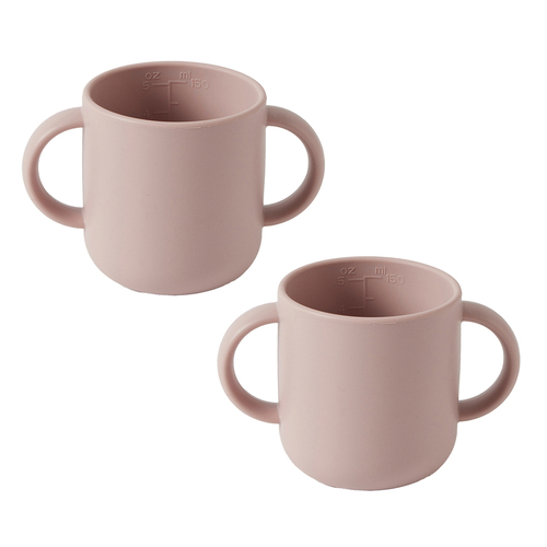 2x Nordic Kids Henny 11cm Silicone 2-Handle Cup - Musk