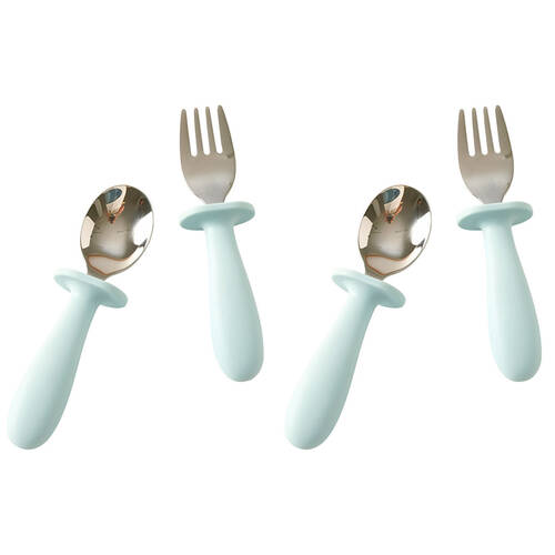 2x 2pc Jiggle & Giggle Riley Cutlery Dishwasher-safe Blue