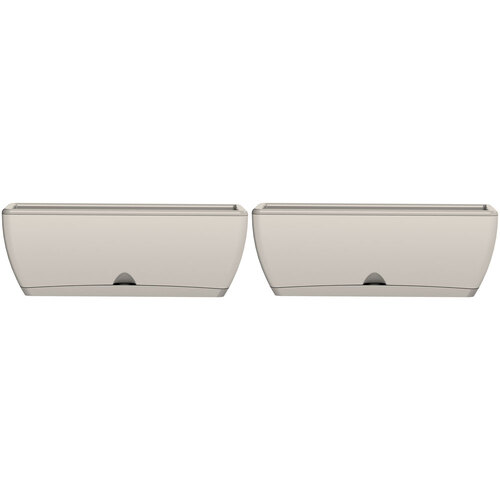 2PK Homeleisure WaterSaver Modern Rectangle Pot Planter 48cm White 