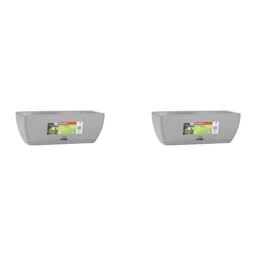 2PK Homeleisure WaterSaver Modern Rectangle Pot Planter 48cm Grey Home 