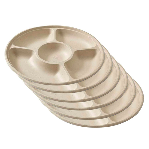 6pc Eco SouLife Compostable Harvest Compartment Serving Tray 35cm