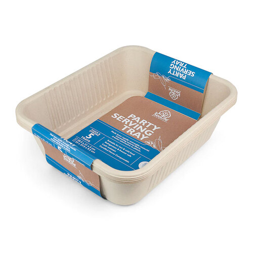 5pc Eco SouLife Compostable Harvest Party Large 32.5x27cm Serving Tray
