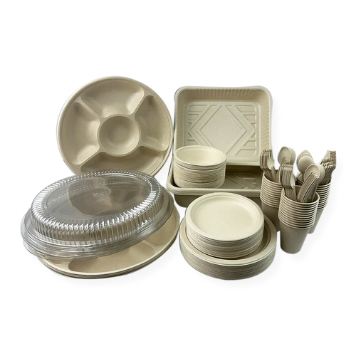 270pc EcoSouLife Disposable Harvest Serving Party Pack - Beige