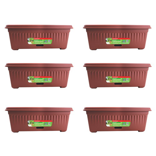 6PK Homeleisure WaterSaver Traditional Rectangle Pot Planter 48cm Manor Red