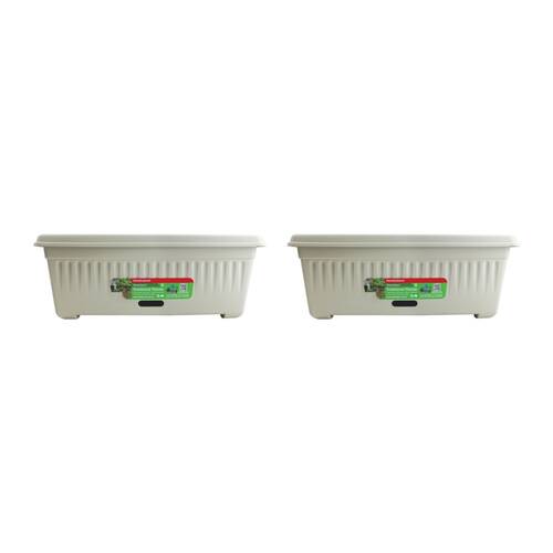 2PK Homeleisure WaterSaver Traditional Rectangle Pot Planter 48cm Stone 