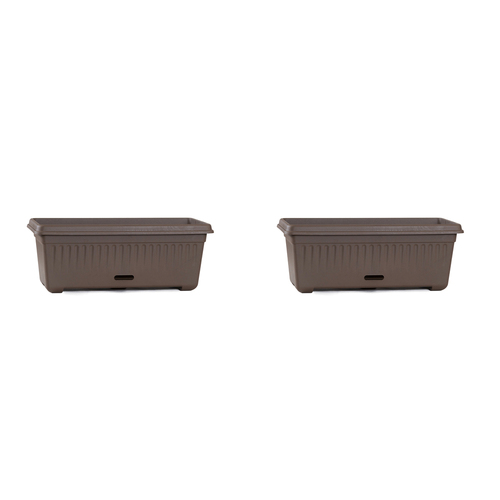 2PK Homeleisure WaterSaver Traditional Rectangle Pot Planter 68cm Choco Brown