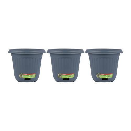 3PK Homeleisure WaterSaver Traditional Round Pot Planter 40cm Blue 