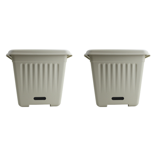 2PK Homeleisure WaterSaver Traditional Square Pot Planter 28cm Stone 