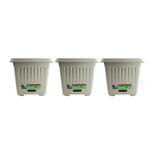 3PK Homeleisure WaterSaver Traditional Square Pot Planter 39cm Stone 