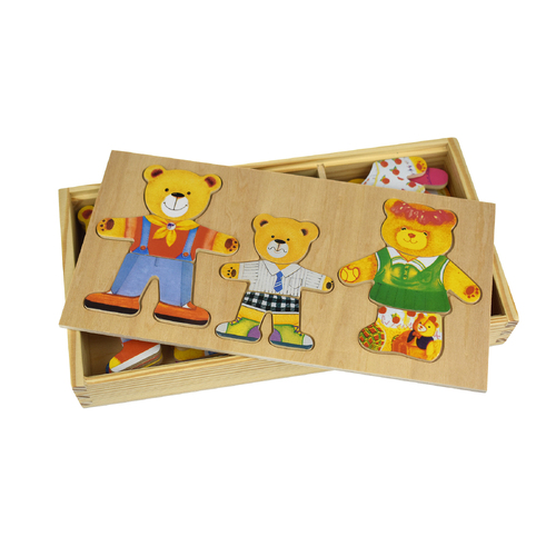 Kaper Kidz Dressing Bear Family Wooden Blocks Children's Toy 18m+