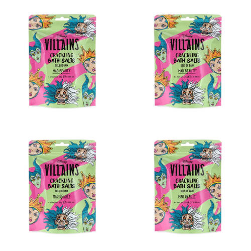 4PK Disney Wicked Villains Scented Crackling Bath Salts 100g Strawberry