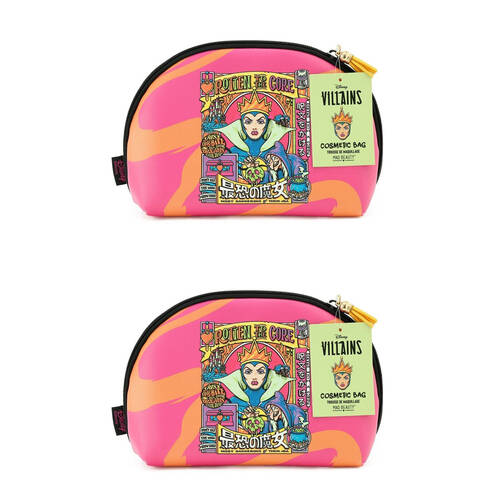 2PK Disney Wicked Villains Evil Queen Cosmetic Makeup Storage Bag Pink
