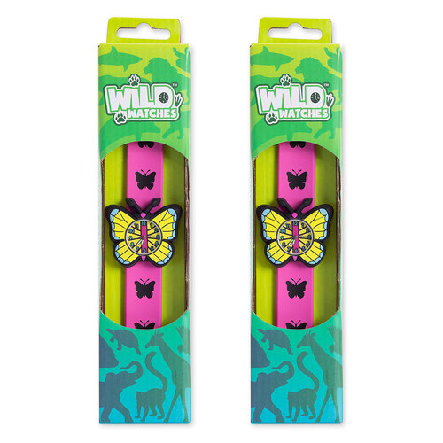 2x Wild Watches 7039 Butterfly 25cm Wrist Watch Kids 3y+ Toy