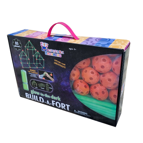 85pc Wonderbox Workshop Glow In The Dark Build A Fort w/ LED Flashlight 3y+