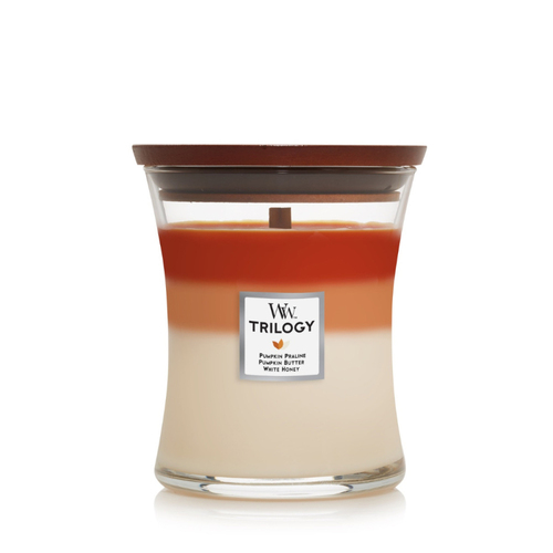 WoodWick Trilogy Glass Scented Candle Medium 11.7cm - Pumpkin Gourmand