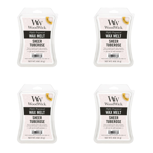 4PK WoodWick Sheer Tuberose Scented Wax Melt Cube 9.7oz