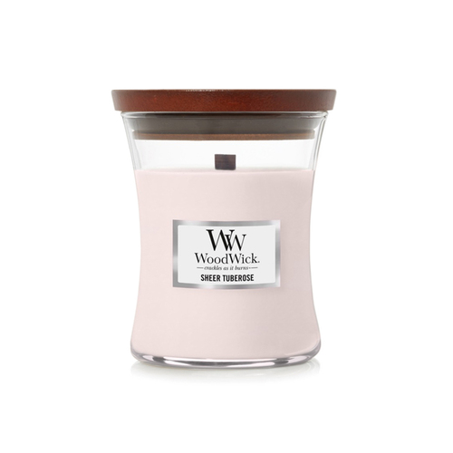 WoodWick 274g Scented Candle Sheer Tuberose Medium - Pink