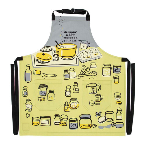 Blue Q Droppin A Recipe Kitchen Apron Cooking Bib w/ Pockets