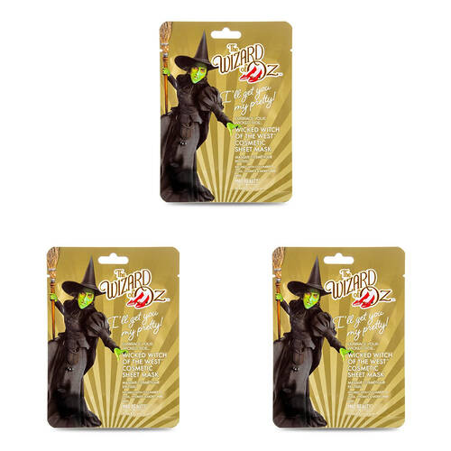 3PK Warner Bros Wizard of Oz Wicked Witch Scented Sheet Mask 25ml Cucumber
