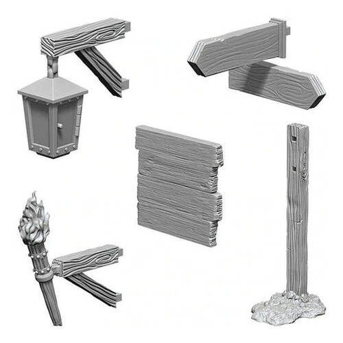 Wizkids Deep Cuts Unpainted Miniatures Signs & Lights RPG Scenery 14y+