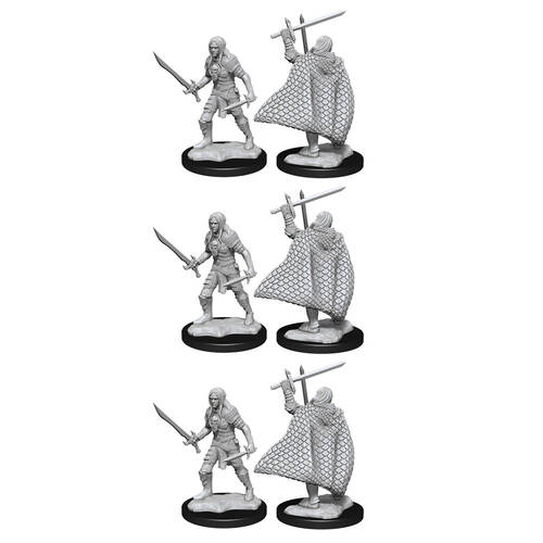 3x 2pc Wizkids Pathfinder Deep Cuts Unpainted Miniatures Elf Fighter Male