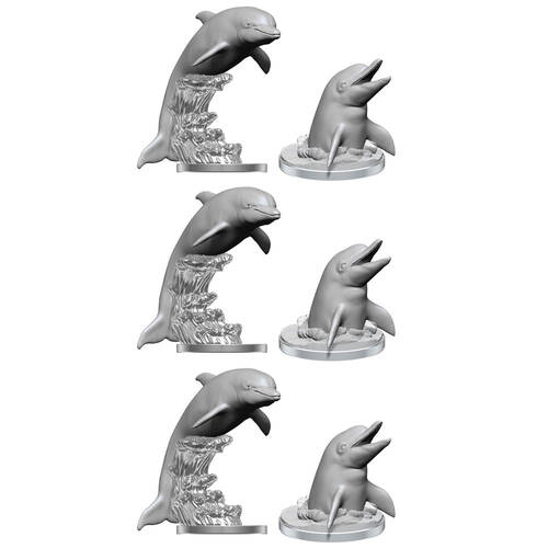 3x 2pc Wizkids Deep Cuts Unpainted Miniatures Dolphins
