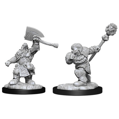 2pc Magic the Gathering Miniatures Dwarf Fighter & Dwarf Cleric