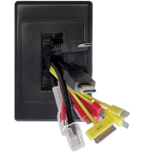 2X Wall Plate Wallplate W/Brush Outlet Cover For Cable - Black