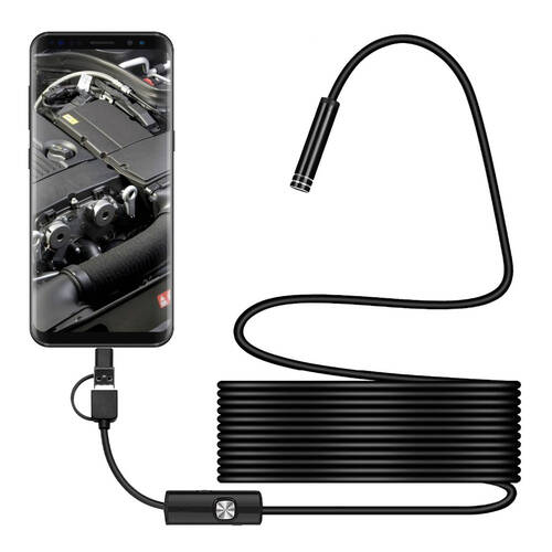 Xcessories 5m Borescope USB A/C/Micro Inspection Camera for Android & PC