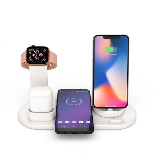 Xcessories Wireless Charger Dock for iPhone, Apple Watch & Air pods - White