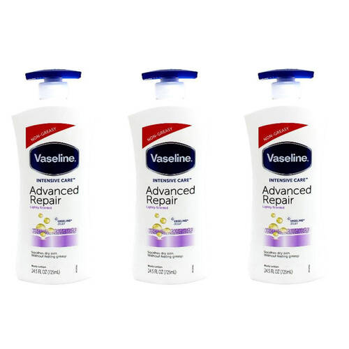3PK Vaseline Intensive Care Advanced Repair Body Lotion For Dry Skin 725ml