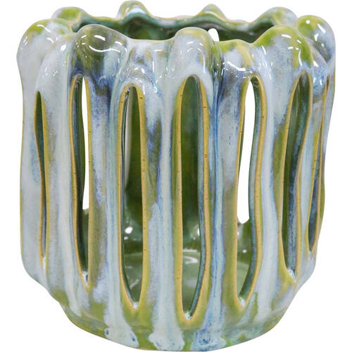 LVD Hurricane Votive Candle Holder Display Decor 17cm - Green