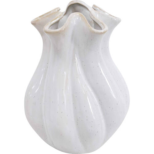 LVD Stoneware Flower Vase Elle Home Decor Medium 15x21cm White