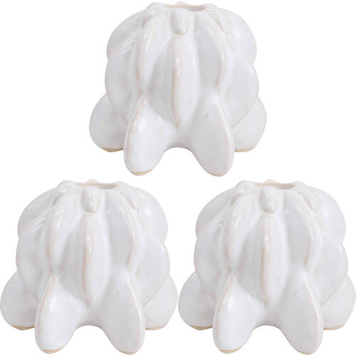 3PK LVD Stoneware Stick Candle Holder Display Elle Small 10cm - White