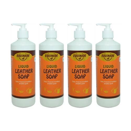 4PK Equinade Liquid Leather Soap Cleaner & Conditioner W/ Pump 500ml