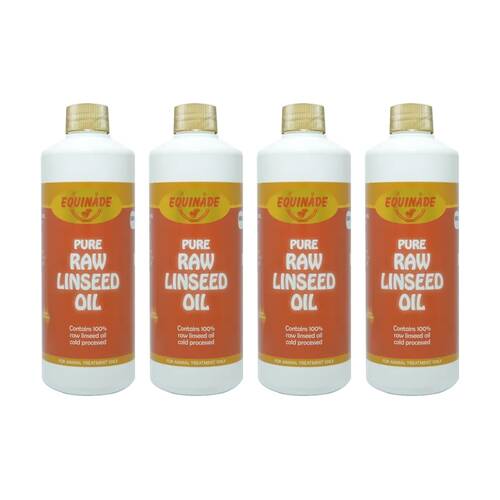 4PK Equinade Raw Linseed Oil Cold Pressed Horse Coat Conditoner Care 500ml