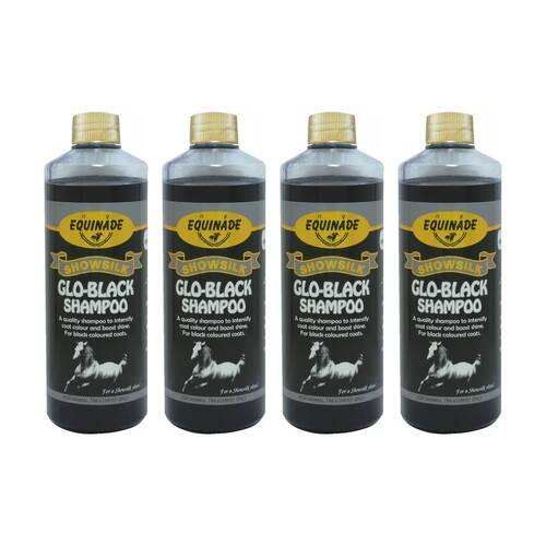 4PK Equinade Showsilk Glo Black Horse Coat Grooming Care Shampoo 500ml