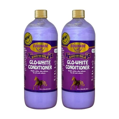 2PK Equinade Showsilk Horse Grooming Coat Care Conditioner 1L Glo White