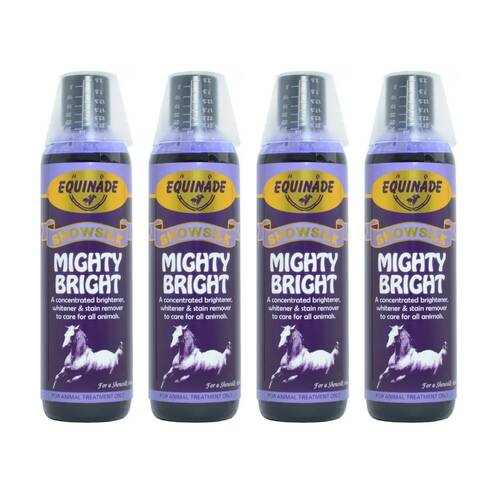 4PK Equinade Showsilk Horse Coat Whitener & Stain Remover 250ml Mighty Bright
