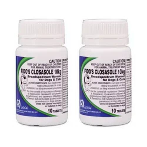 2x 10pc Fidos Closasole Pet Medication Tablets For Dogs & Cats 10kg