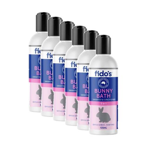 6PK Fidos Friend Pet Bunny Bath Grooming Washing Care Shampoo & Conditioner 125ml